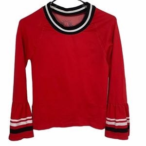 Lover Women Size Large Boho Bell Sleeve Striped Sleeves Stretchy Blouse Top